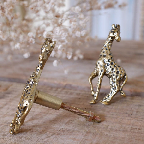 NEW French Vintage Gold GIRAFFE Animal Shabby Chic Metal Door Drawer Knob Pull