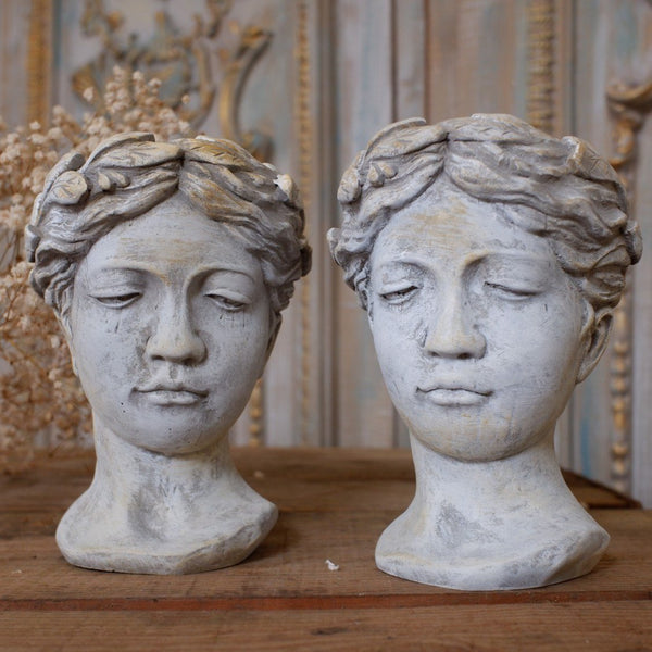 New Vintage Shabby Chic Stone Effect Lady Cherub HEAD Garden Planter Flower Pot