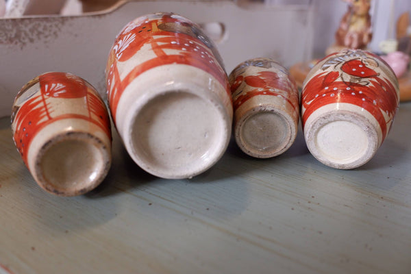 Antique Set of 4 SATSUMA Japanese Chinese Oriental Small Pots Vase Pottery