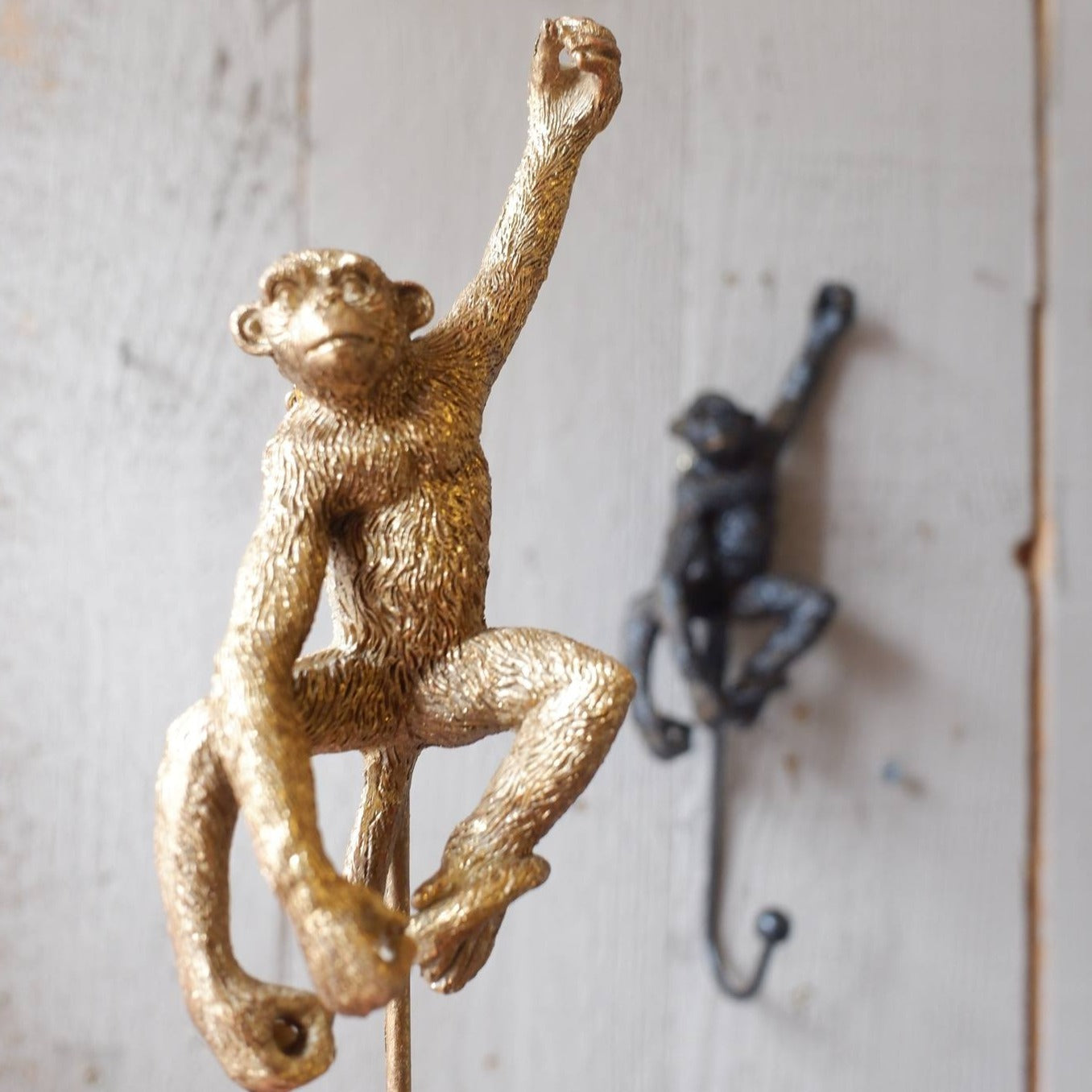 New GOLD Brown Hanging MONKEY Vintage Shabby Chic Metal Rustic Coat Towel Hook