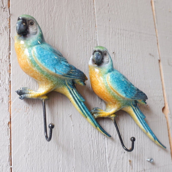 New French Vintage Shabby Chic Ceramic Rustic Wall PARROT Coat Towel Hat HOOK