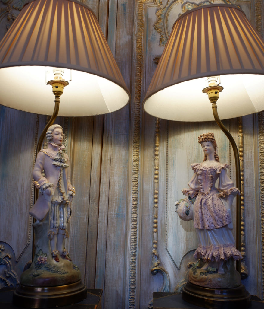 Pair of Vintage French Louis PORCELAIN China Ornate Couple Figures