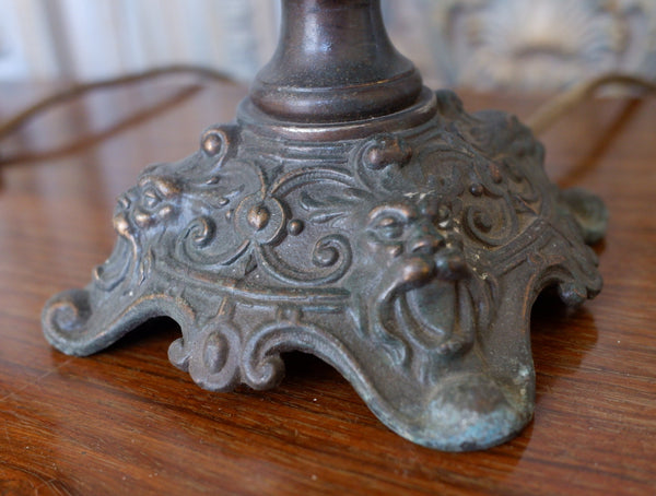 Pair Vintage French Rustic BRONZE Cherub Metal URN Vase Jug Table Bedside Lamps
