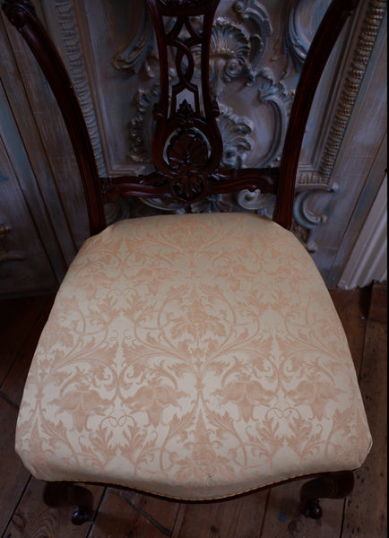 Antique Victorian Walnut Carved Back Ornate Hall Dining Side Chair