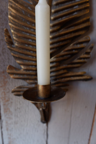 New Vintage French Style Shabby Chic Metal Gold FEATHER Sconce Candle Stick Holder