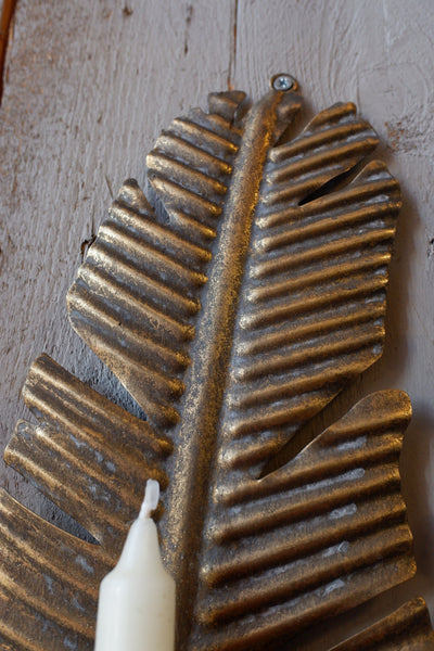 New Vintage French Style Shabby Chic Metal Gold FEATHER Sconce Candle Stick Holder