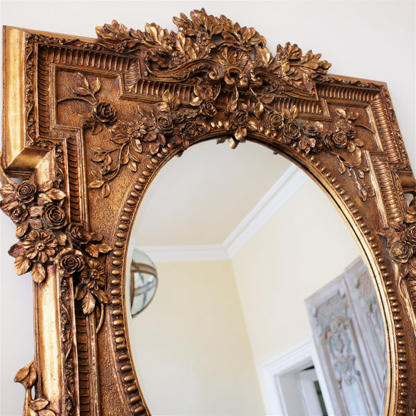 Vintage Style 139x101cm Large OVAL Gold Gilt French Louis Ornate Bevel OVERMANTEL Mirror