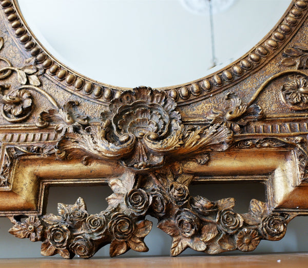 Vintage Style 139x101cm Large OVAL Gold Gilt French Louis Ornate Bevel OVERMANTEL Mirror