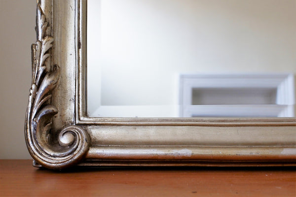 SILVER Pewter 100x125cm French Louis Vintage Antique Ornate Large OVERMANTEL Wall Frame Mirror