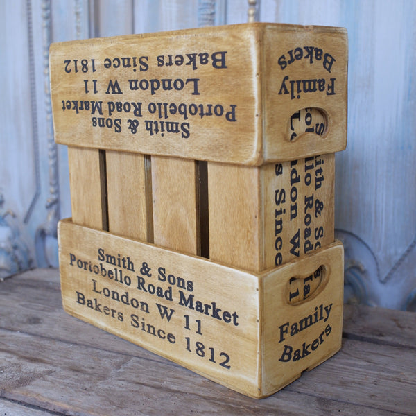 NEW Vintage PORTOBELLO RD Bakers Smith & Sons Rustic Wood Storage Display Box