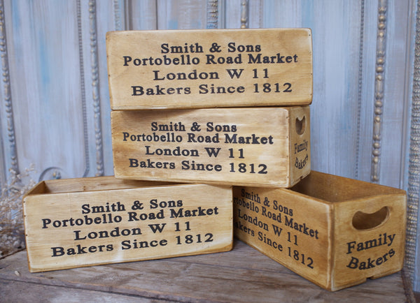 NEW Vintage PORTOBELLO RD Bakers Smith & Sons Rustic Wood Storage Display Box