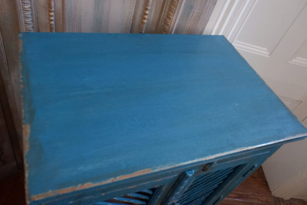 Vintage Painted Hardwood TEAL Blue Rustic Cabinet Cupboard Sideboard Unit