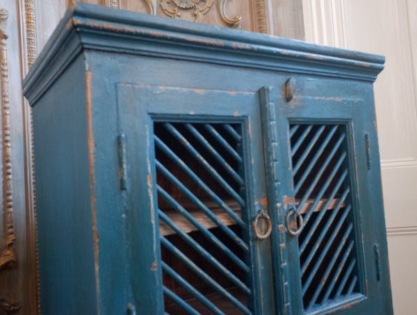 Vintage Painted Hardwood TEAL Blue Rustic Cabinet Cupboard Sideboard Unit