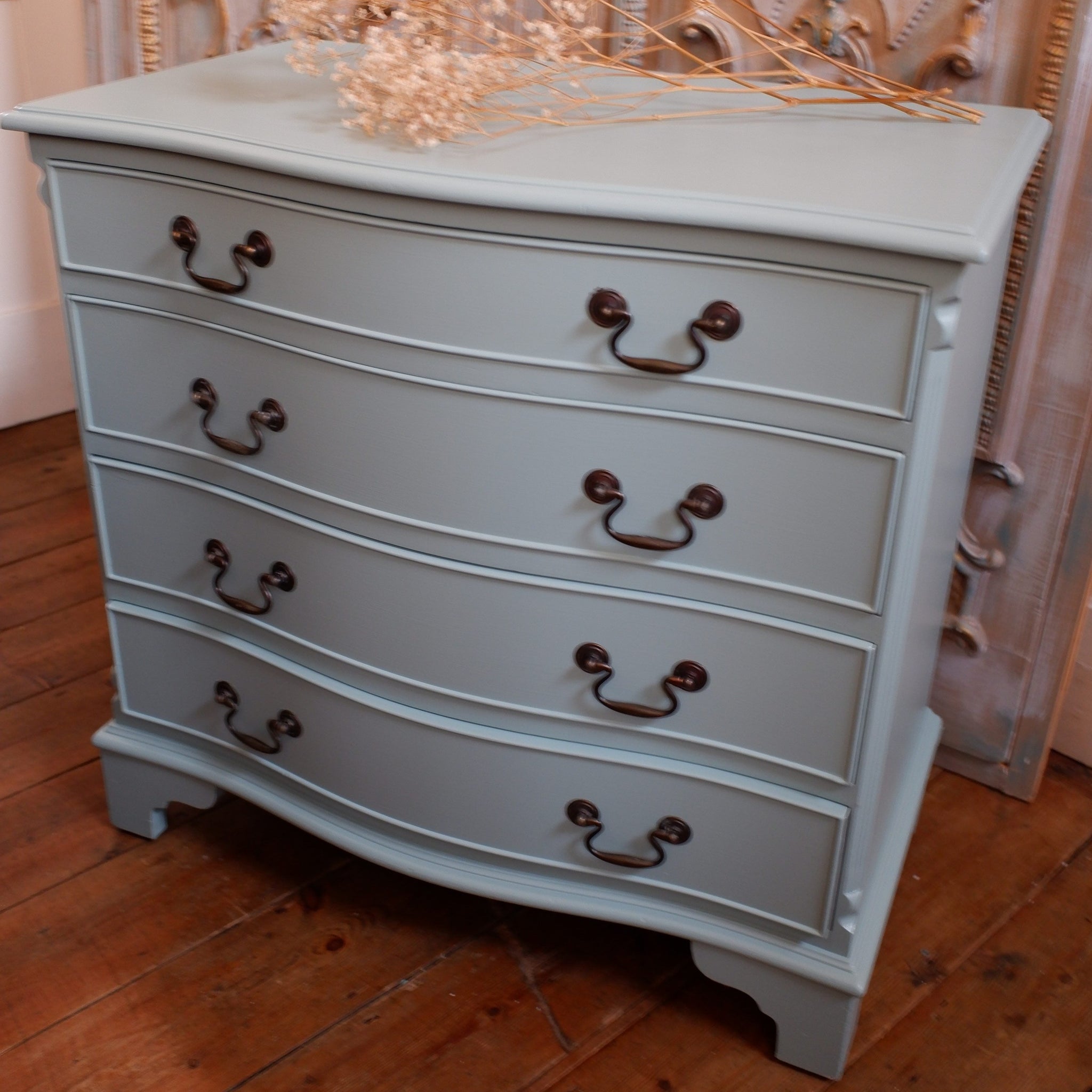 Vintage Style GREY French Louis Shabby Chic BED SIDE Lamp Sofa Table Chest of 3 Drawers Unit