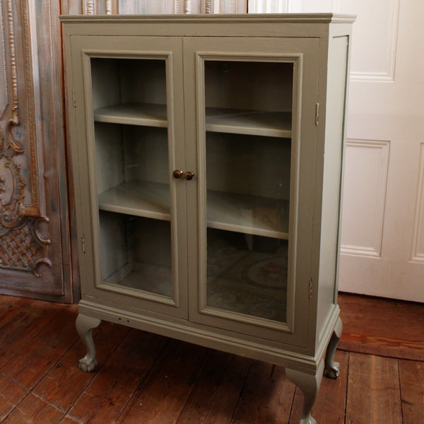 Antique French GREEN Shabby Chic Display China APOTHECARY Cabinet Cupboard Unit