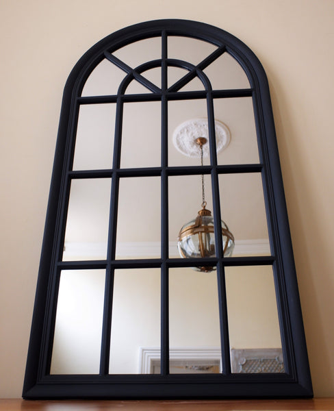 New BLUE BLACK Arched Window Style Shabby Chic Large Rustic Distressed Wall Mirror
