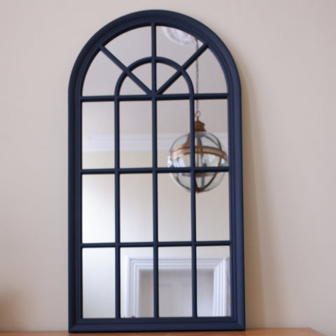 New BLUE BLACK Arched Window Style Shabby Chic Large Rustic Distressed Wall Mirror