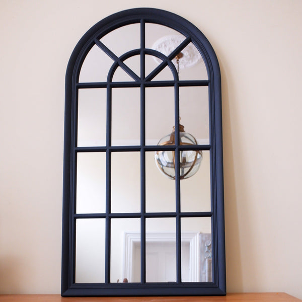 New BLUE BLACK Arched Window Style Shabby Chic Large Rustic Distressed Wall Mirror