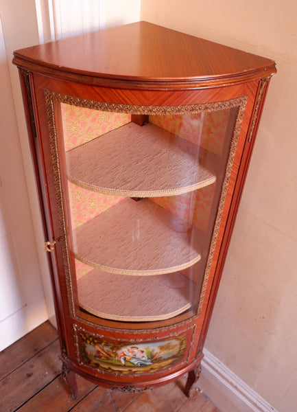 French Vintage Ormolu CORNER Display Glass Cabinet Storage Cupboard Sideboard