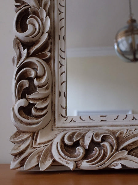 Vintage CREAM Shabby Chic Ornate Large French Louis Mirror H146xW115cm