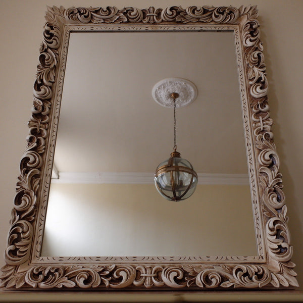Vintage CREAM Shabby Chic Ornate Large French Louis Mirror H146xW115cm