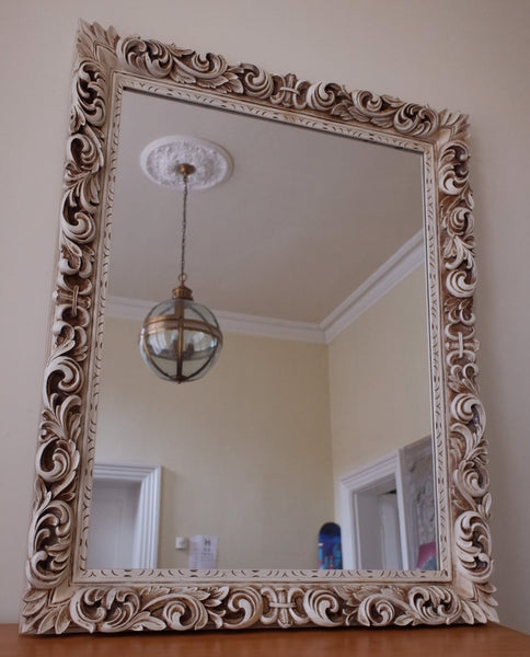 Vintage CREAM Shabby Chic Ornate Large French Louis Mirror H146xW115cm