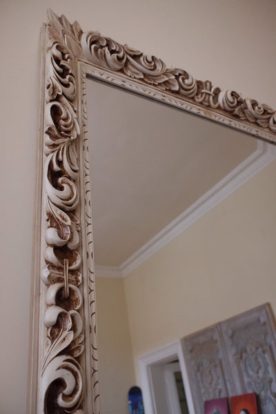 Vintage CREAM Shabby Chic Ornate Large French Louis Mirror H146xW115cm