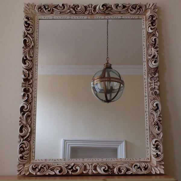 Vintage CREAM Shabby Chic Ornate Large French Louis Mirror H146xW115cm
