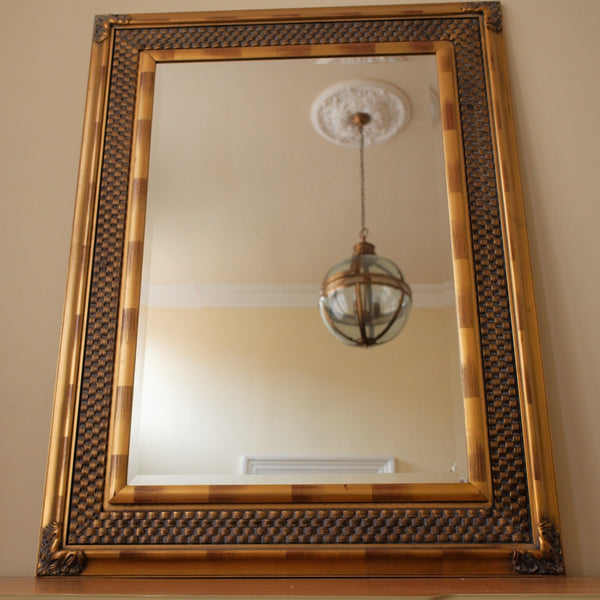 Gold Gilt French Louis Vintage Antique Rustic Ornate OVERMANTEL Wall Mirror