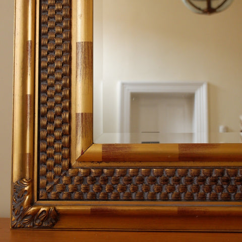 Gold Gilt French Louis Vintage Antique Rustic Ornate OVERMANTEL Wall Mirror