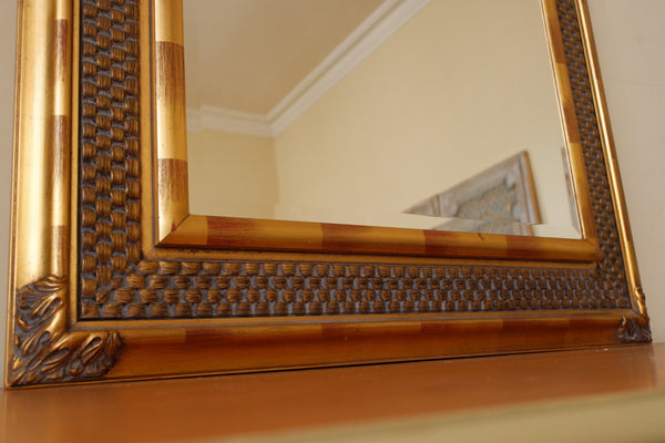 Gold Gilt French Louis Vintage Antique Rustic Ornate OVERMANTEL Wall Mirror