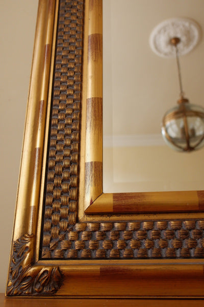 Gold Gilt French Louis Vintage Antique Rustic Ornate OVERMANTEL Wall Mirror