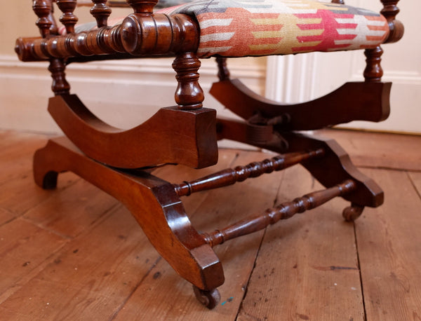 Antique Victorian Wood Carved American ROCKING Fireside Hall Side Chair