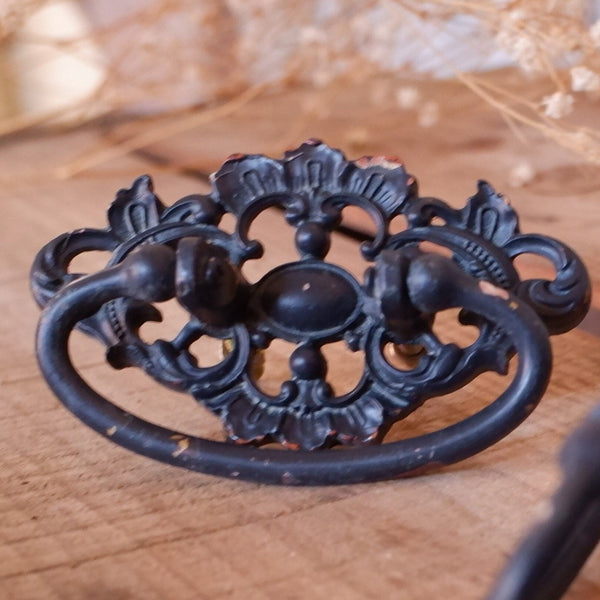 NEW French Vintage BLACK Rustic Shabby Chic Metal Door Drawer Knob Pull Handle