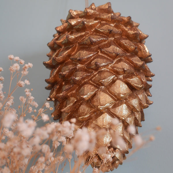 New Shabby Chic Large GOLD Decorative Hanging PINE Cone Ornament