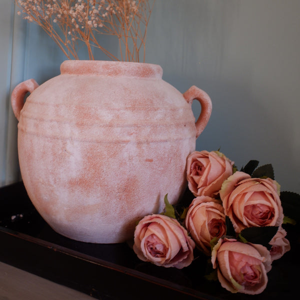 Natural Terracotta Pot Shabby Chic Rustic Round Decorative Vase