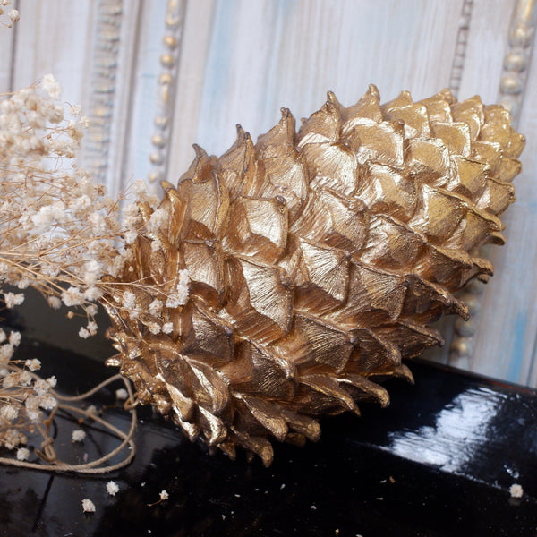 New Shabby Chic Large GOLD Decorative Hanging PINE Cone Ornament