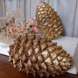 New Shabby Chic Large GOLD Decorative Hanging PINE Cone Ornament