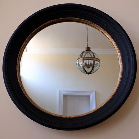 Large Black & Gold 84x84cm ROUND Rustic Vintage Style Wall Mirror