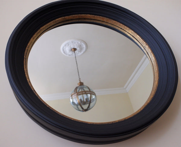 Large Black & Gold 84x84cm ROUND Rustic Vintage Style Wall Mirror