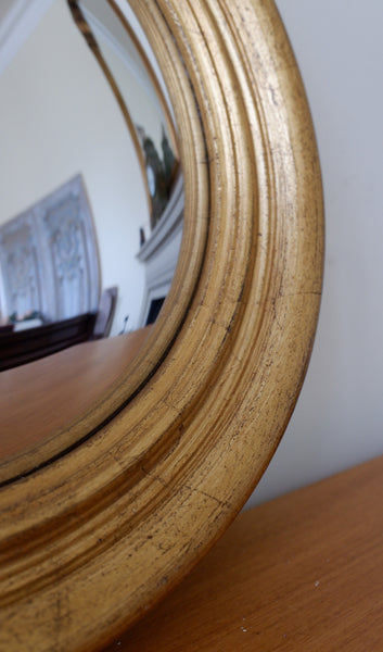 New Gold CONVEX Rustic Round Vintage Style Wall Mirror- 2 Sizes