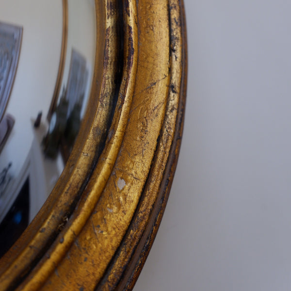 New Gold CONVEX Rustic Round Vintage Style Wall Mirror- 2 Sizes