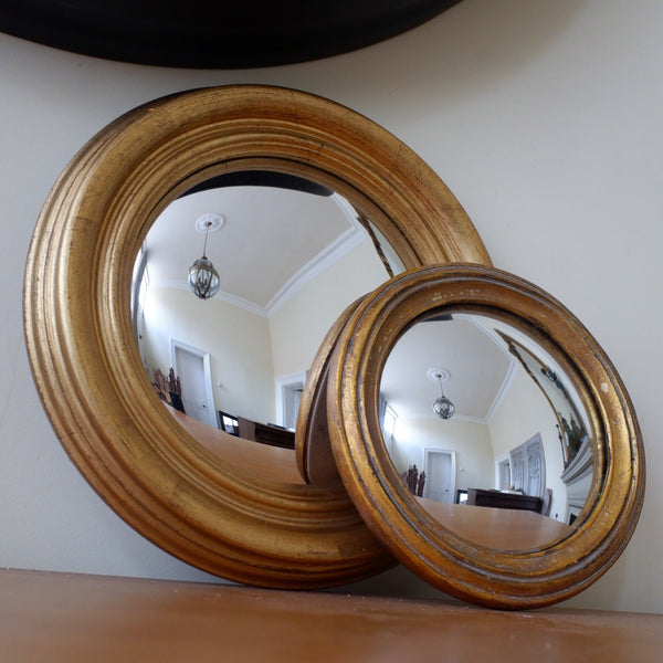 New Gold CONVEX Rustic Round Vintage Style Wall Mirror- 2 Sizes
