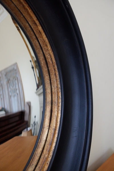 New Black & Gold CONVEX Rustic Round Vintage Style Wall Mirror- 2 Sizes