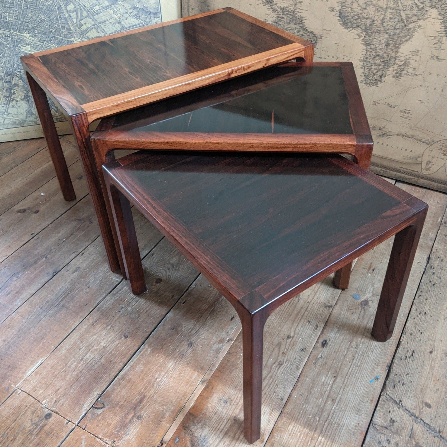 Vintage Retro Rosewood 1960's KAI KRISTIANSEN Nest Of 3 DANISH Coffee Tables